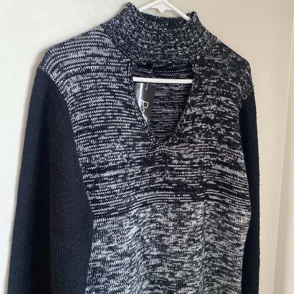 Papillon Blanc High Neck Knit Sweater Dress Grey Black Size X Large NWT - Picture 5 of 12